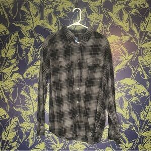 Faded Glory Men's Black and Gray Plaid Shirt